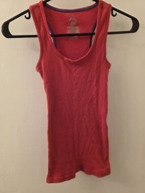 3/$5 Deal Max Studio Red Ribbed Tank with Contrast Trim